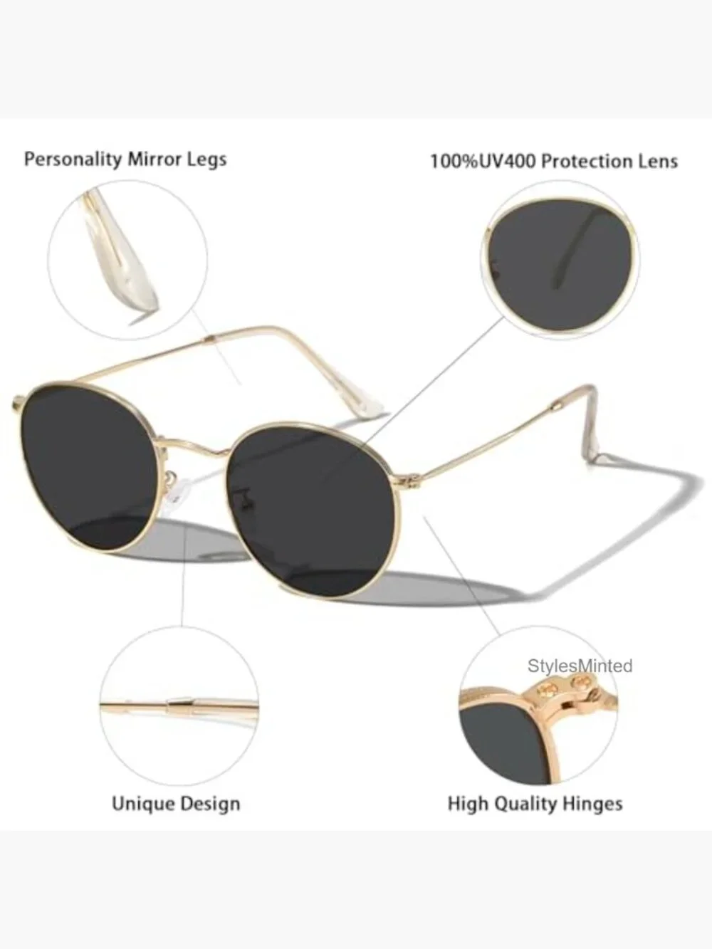 Small Round Polarized Sunglasses Men Women Metal Frame Retro UV400